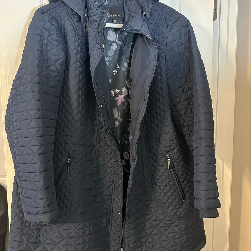 Weatherproof Quilted Navy Puffer Coat - Picture 1 of 15